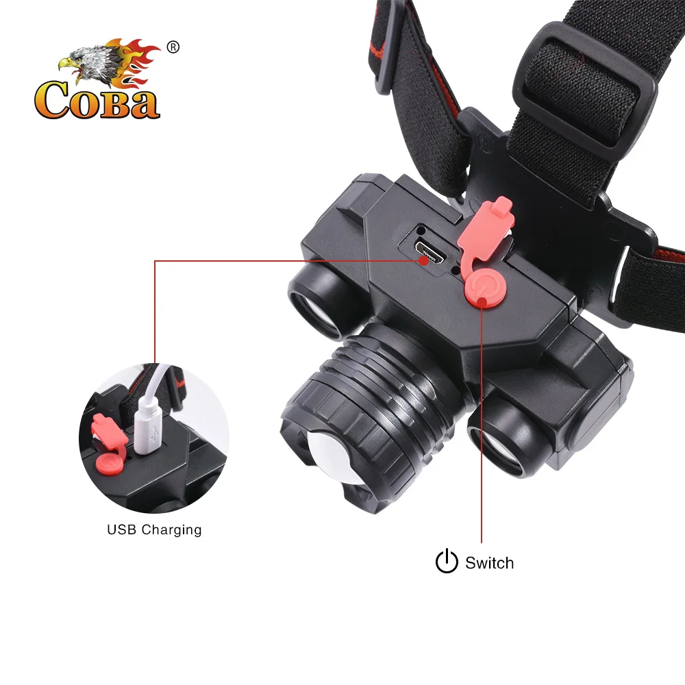 Коба Светодиодные фары фара удара шарика usb перезаряжаемые Свет Масштабируемые