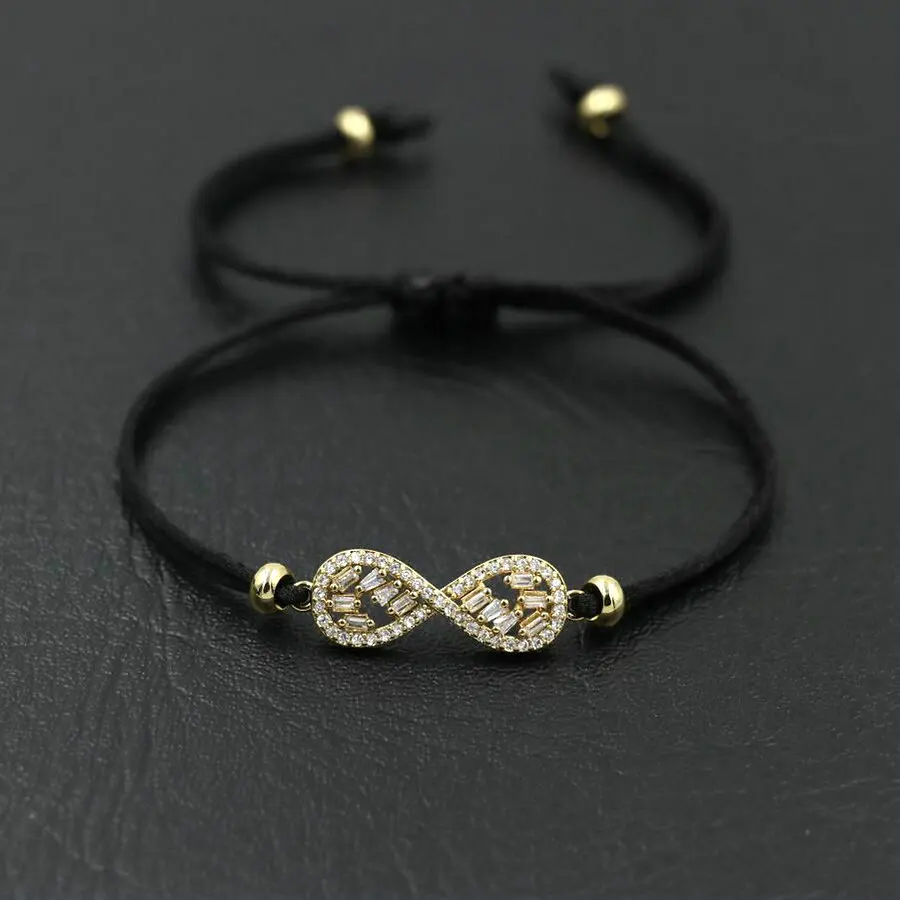 Lucky Brilliant Shiny Crystal Zircon 8 Infinity Bracelets Thin Red Rope Thread String Bracelet Women Girl Couples Lovers Gift | Украшения и