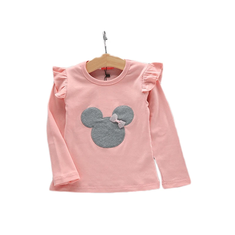 Disney Mickey/рубашка с длинными рукавами для маленьких девочек однотонные топы