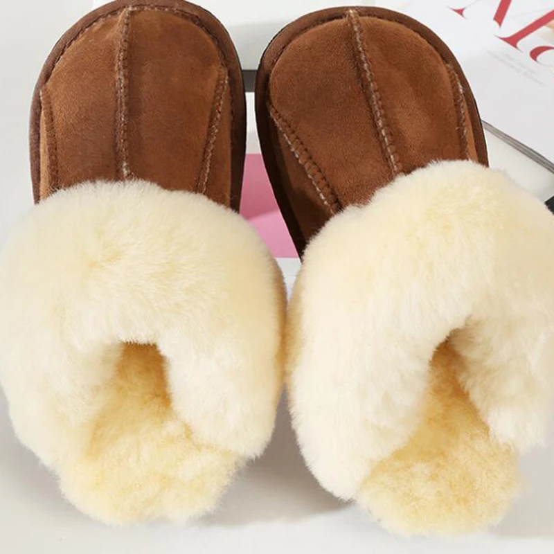 Высококачественные зимние теплые домашние тапочки мех одна пара натуральная