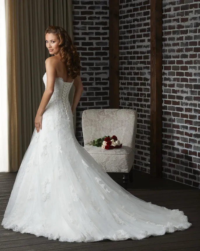 High Quality A-Line Sweetheart Full Length Lace Wedding Dress Bridal Gown 2015 Off The Shoulder F2061 | Свадьбы и торжества