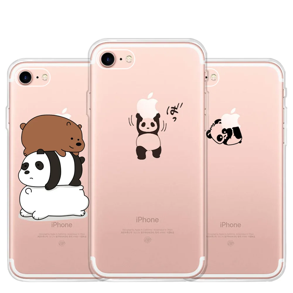 Модный чехол для телефона с рисунком панды iPhone 7 8 Plus XR XS MAX мягкий TPU X Xs 6 6s милый