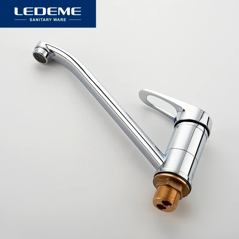 LEDEME одной ручкой Кухня кран латунь бортике поворотный 360 градусов водопроводной