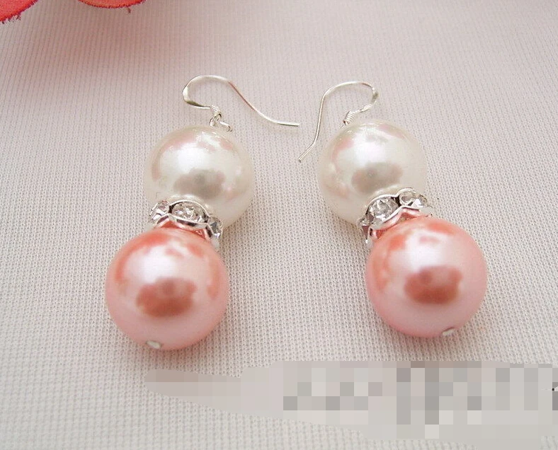 1159 Белые и розовые морские серьги с жемчугом из раковин|shell pearl earrings|pearl shell earringsshell