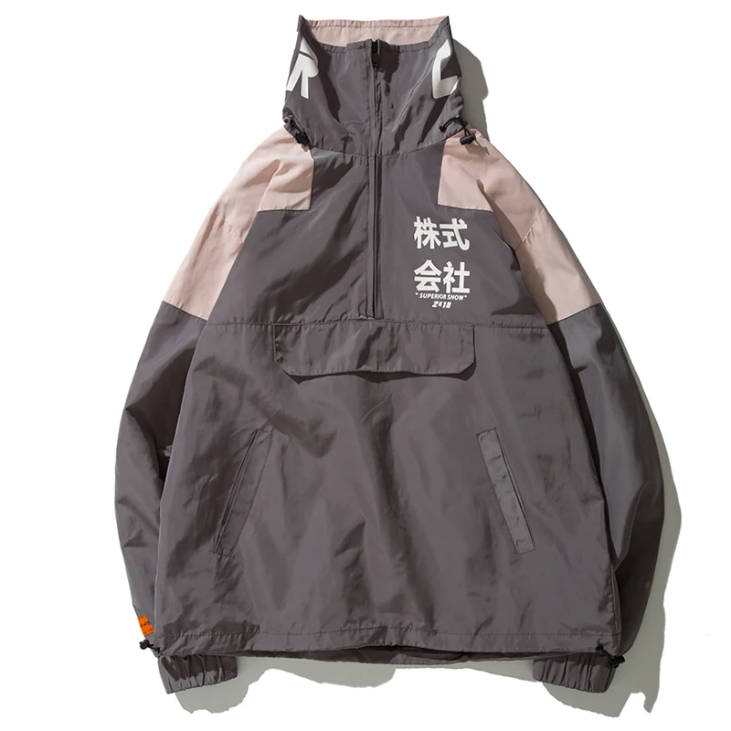 

Harajuku Vintage Windbreaker Zipper Pullover Sweatshirts Jackets Men 2018 Autumn Hip Hop Multi Pockets Streetwear Outwear NC03