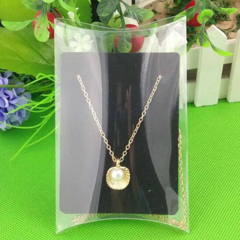 2018 Новый Ясно ПВХ Подушку Поле Пак Цепочки и ожерелья Jewelry Дисплей очистить поле Pv