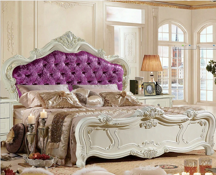 

high quality bed Fashion European French Carved bedside 1.8 m bed 4