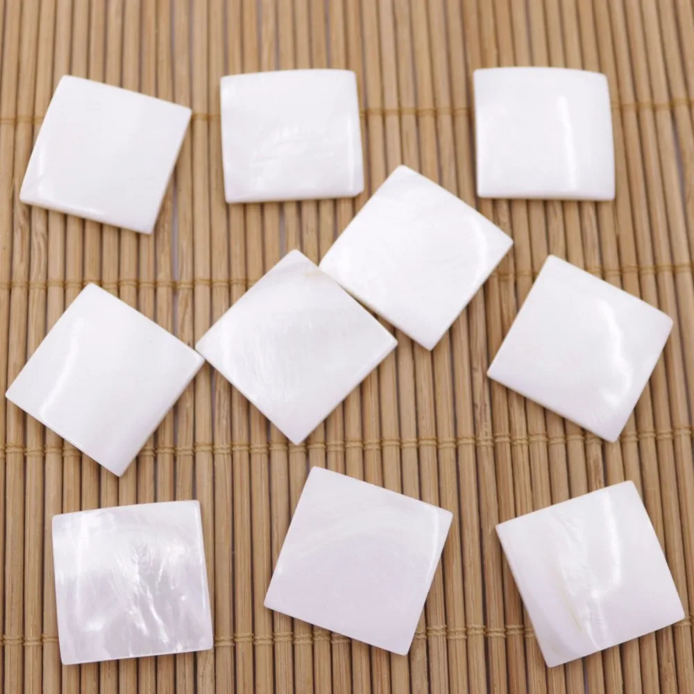 

10 PCS 20mm Square Shell Natural White Mother of Pearl Rings Jewelry Making DIY
