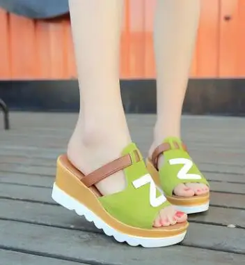 Student sandals female slippers 2018 new summer women slope with high heels thick bottom casual Korean fashion fish mouth wild | Обувь