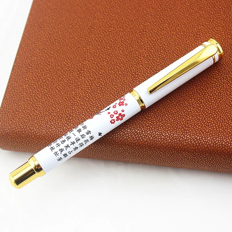 

High Quality 0.5mm white Luxury Metal Ballpoint Pen Business Gifts Ball Pen Writing Office School Supplies Stationery 03722