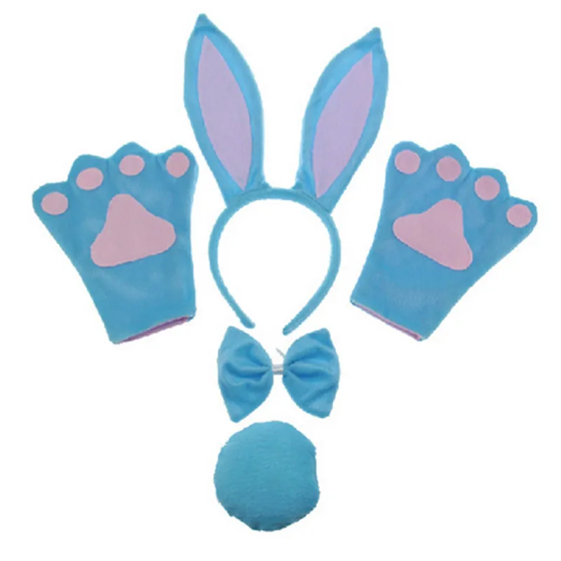 Мультяшный кролик 3D животное заячьи ушки повязка на голову хвост рукавицы-лапы