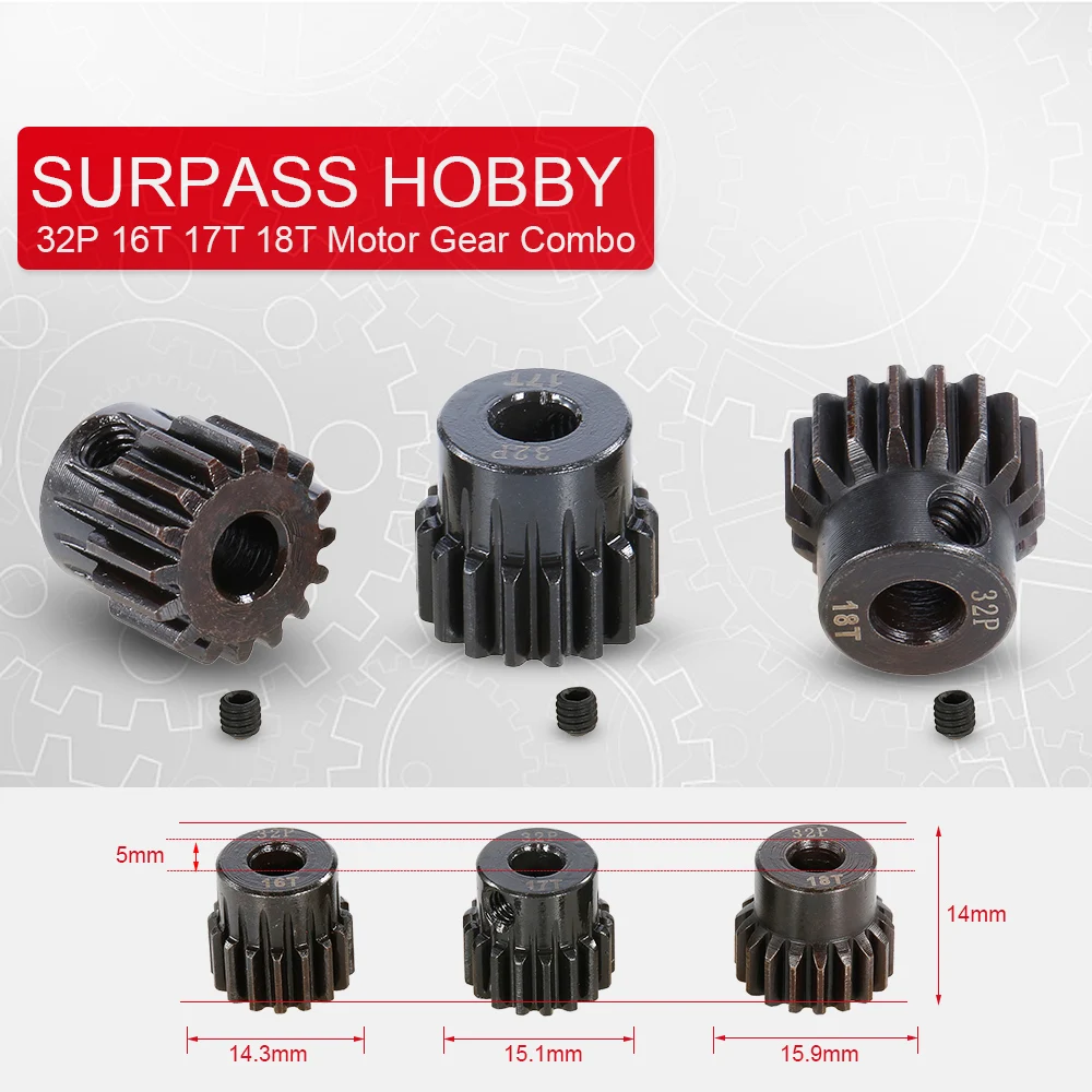 Шестерня двигателя SURPASS HOBBY 32P 16T 17T 18T / 19T 20T 21T для радиоуправляемых внедорожников