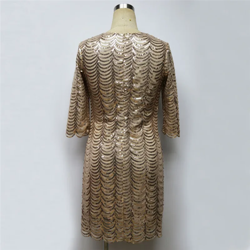 

AKSLXDMMD Fashion Sexy Sequined Bodycon Dresses Women 2019 New Spring Party O-neck Half-sleeve Dress Female Vestidos LH1370