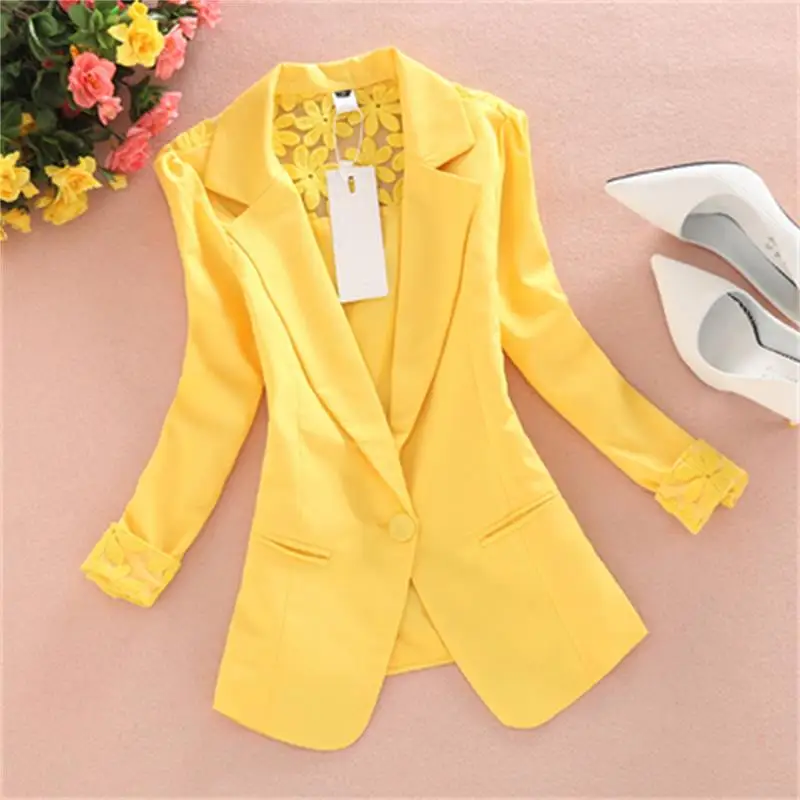 

Fashion suit female summer New Large size Blazers Slim Korean lace fashion casual suit wild short jacket women Blazers women
