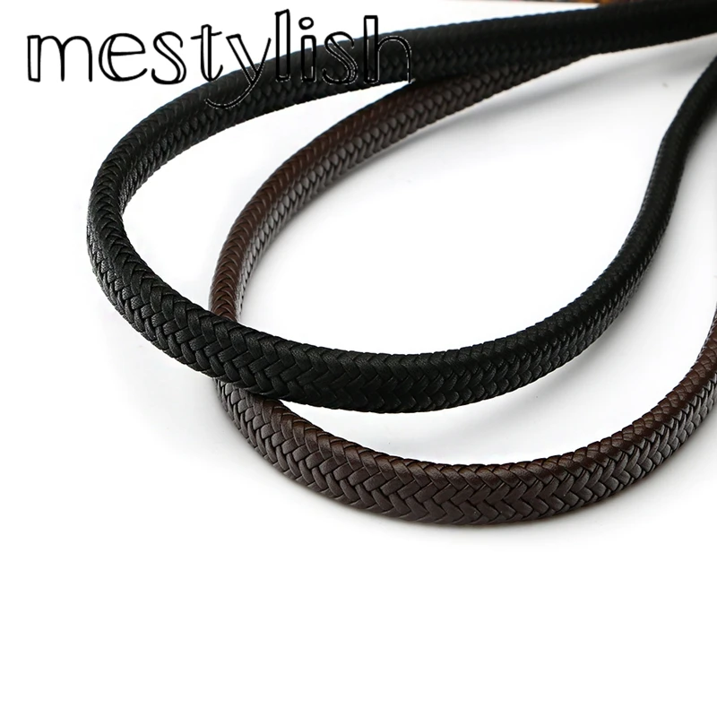 Mestylish 12*6 мм Плетеный кожаный шнур веревка плоский черный коричневый подходит для