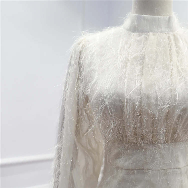 Зимнее платье новинка 2018 женское темпераментное длинное с кисточками и волосами