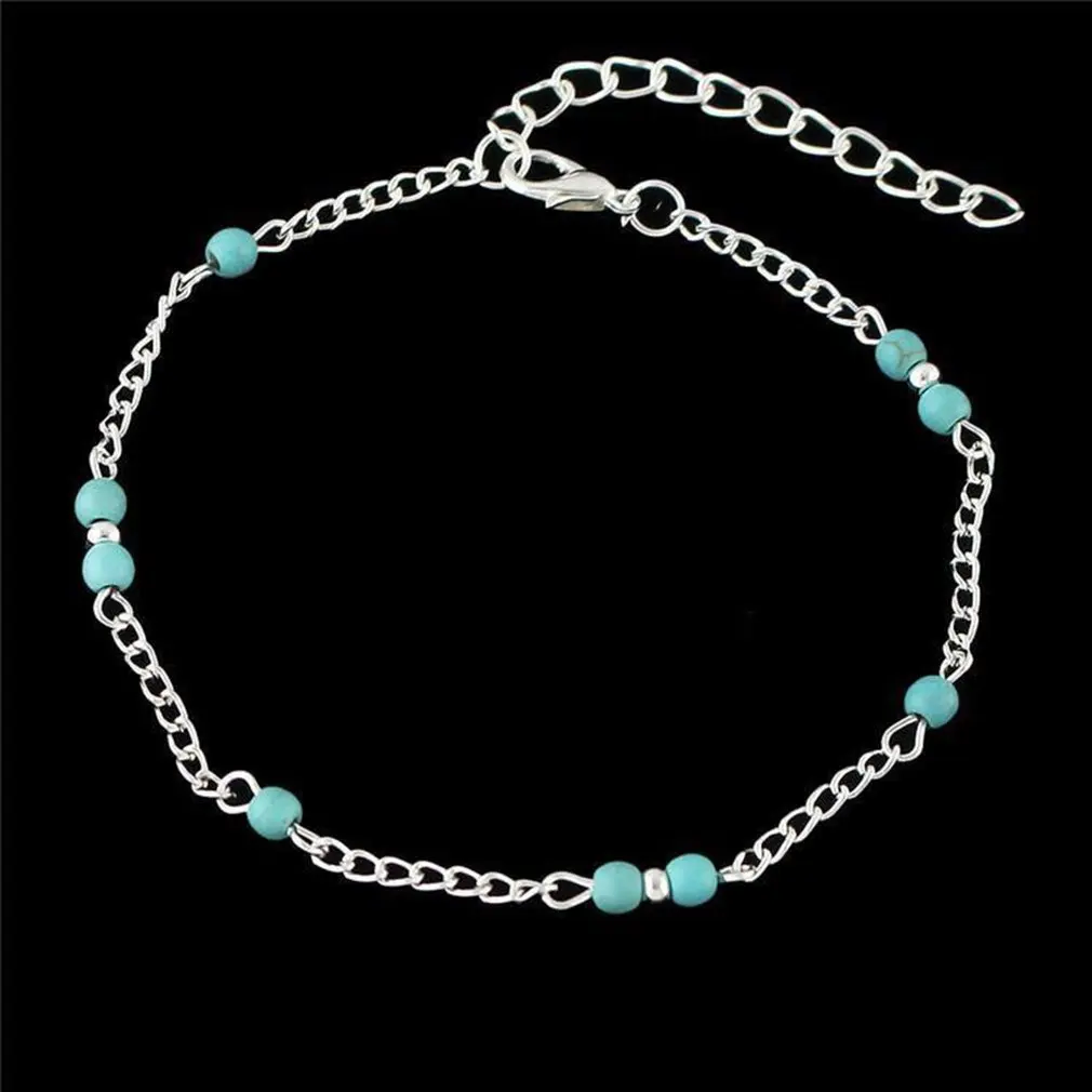 

Summer Simple Silver Color Bead Chain Anklet Bohemian Vintage Footwear Leg Bracelets 2020 Female Foot Jewelry