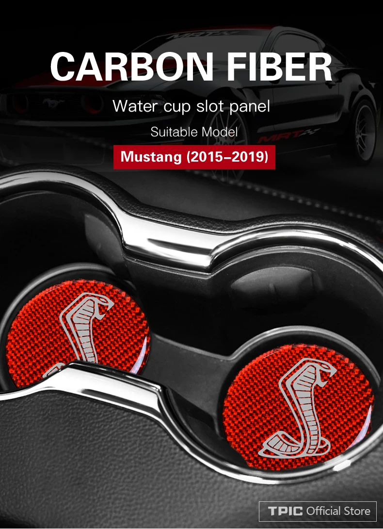 Для Ford Mustang внутренняя отделка углеродная чашка из волокна Hoder наклейки для автомобиля Coaster коврик для хранения отделка Чехлы Стайлинг для