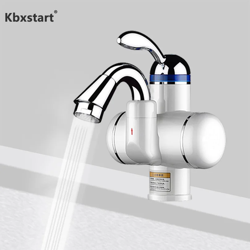 

Kbxstart 220V Heated Faucet With Water Heating Tiny Size Bathroom Banheiro Electric Instant Hot Water Heater Tap 180 Rotation