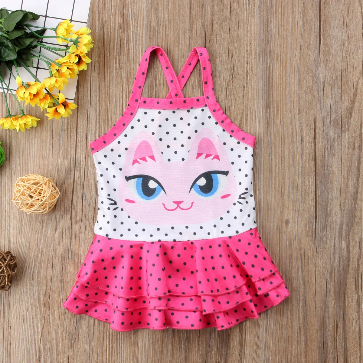 2018 детский купальник-пачка для маленьких девочек Пляжная Милая юбка с рисунком