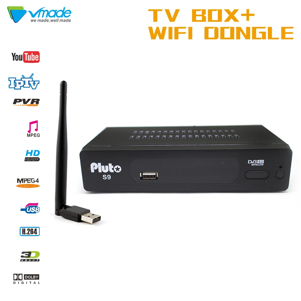 ТВ приемное оборудование Vmade S2 Pluto S9 FULL HD цифровой спутниковый ресивер Поддержка