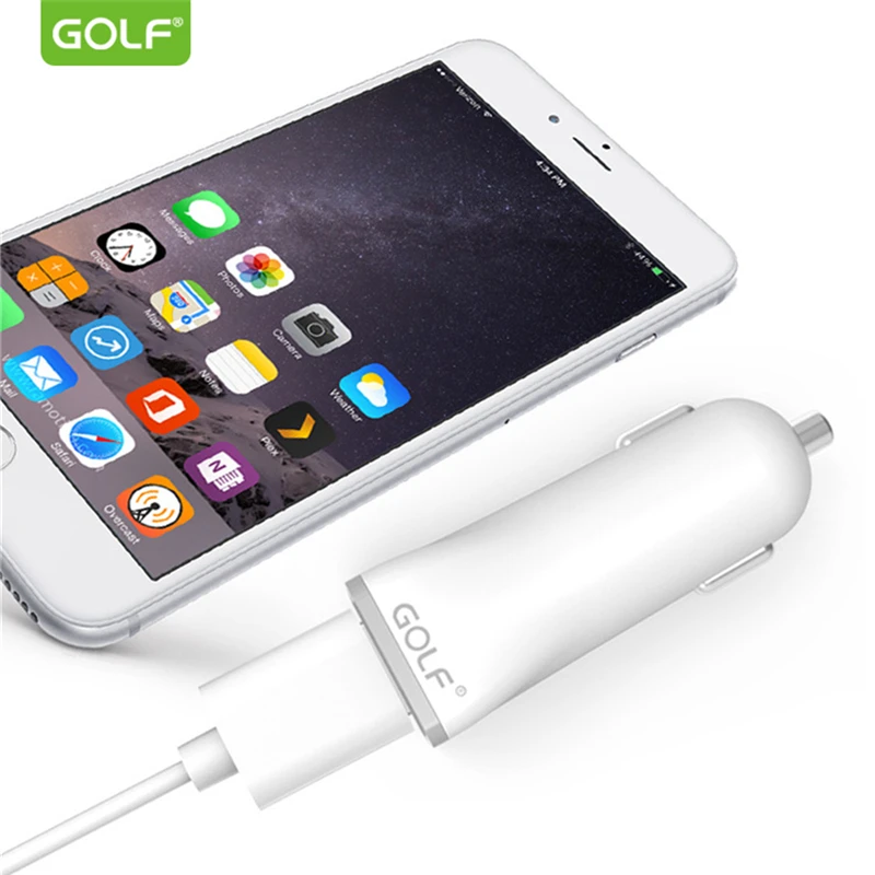 Автомобильное зарядное устройство GOLF 5 в 2 1 а с двойным выходом и двумя USB-портами |