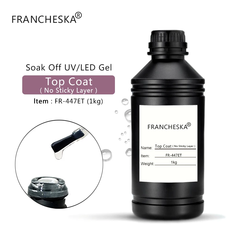 Francheska 1 кг резиновое Базовое покрытие верхнее покрытие Гель-лак nagels spulletjes lakiery hybrydowe soak off Гель-лак для ногтей - Цвет: 1kg  top coat