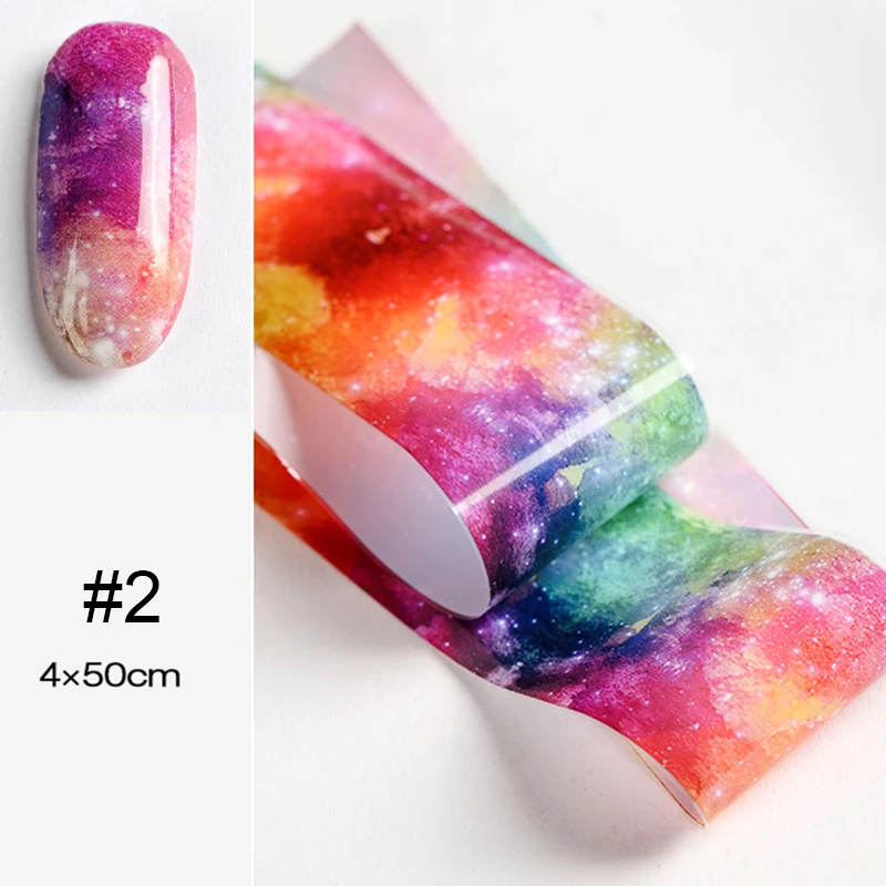 2 4*50 см серия Psychedelic Sky Фольга для ногтей смешанные узоры наклейки для переноса ногтей аксессуары дизайн для украшения ногтей 10 узоров - Цвет: 2