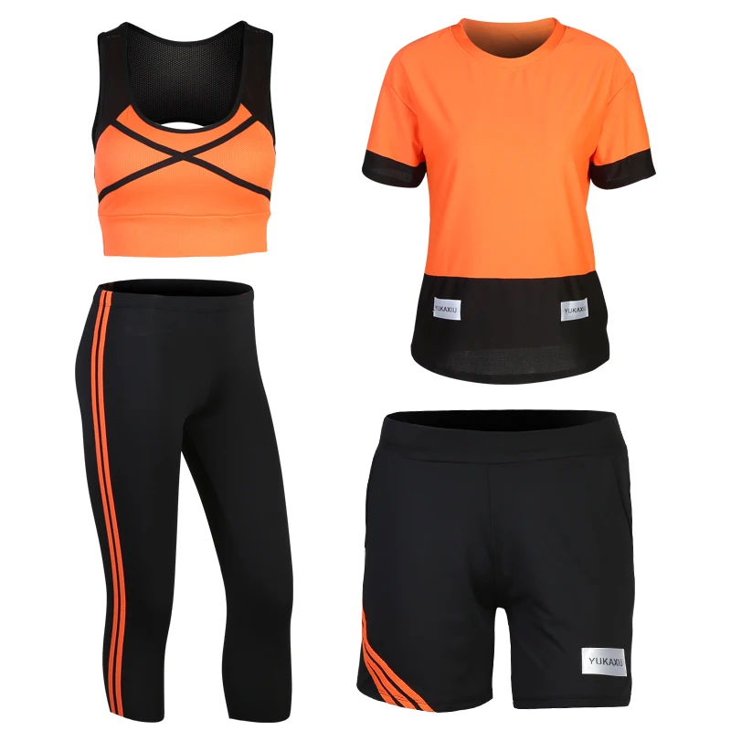 Женский набор для йоги плюс размер фитнеса дышащая спортивная одежда бега топ +