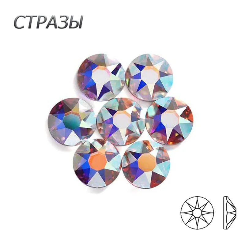 Стразы 6A Strass 8 больших маленьких ограненных граней для ногтей прозрачные стразы AB