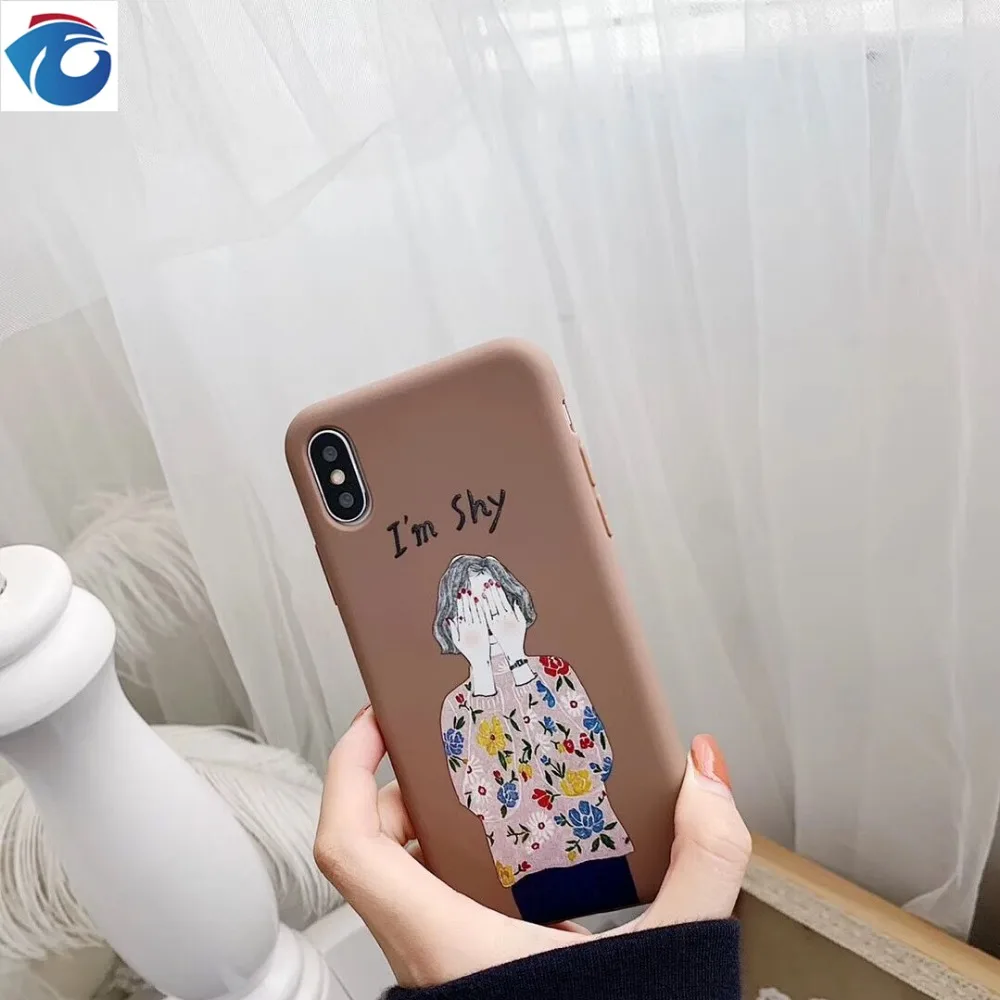 Чехол для мобильного телефона HUANQING Cute shy girl iphone XS Max 6 6S 7 7Plus 8 8Plus мягкий чехол с