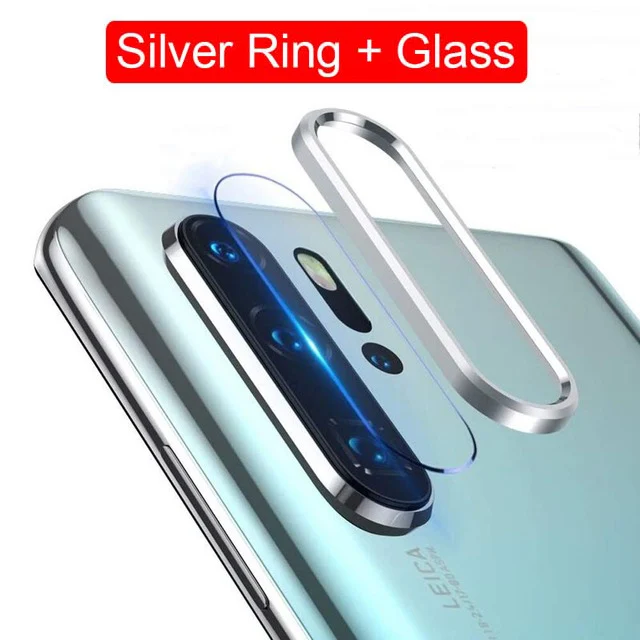 Silver ring glass Защитная кольцевая пленка для объектива камеры для huawei P30 Pro, защитная металлическая защитная крышка для объектива для huawei P30 Pro, стеклянный чехол - Цвет: Silver ring glass