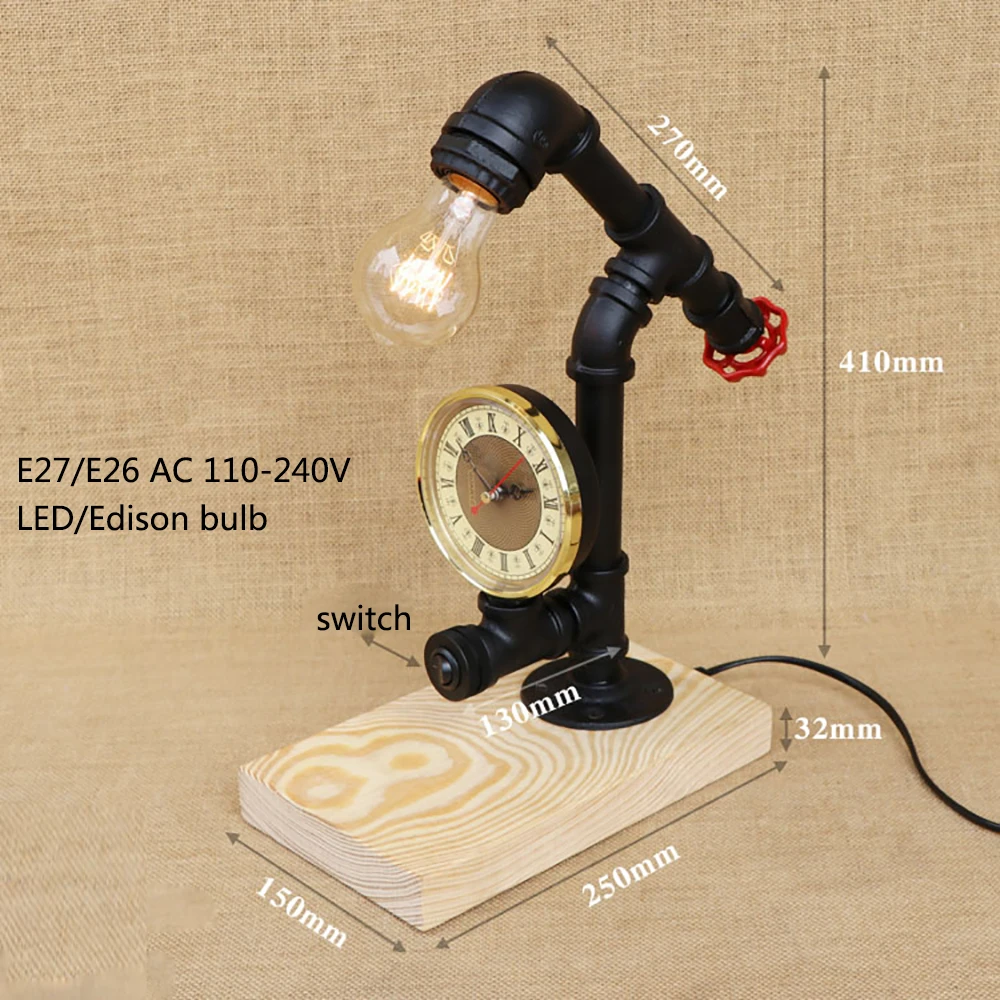 Современная Винтажная настольная лампа E27 для чтения в стиле лофт панк с