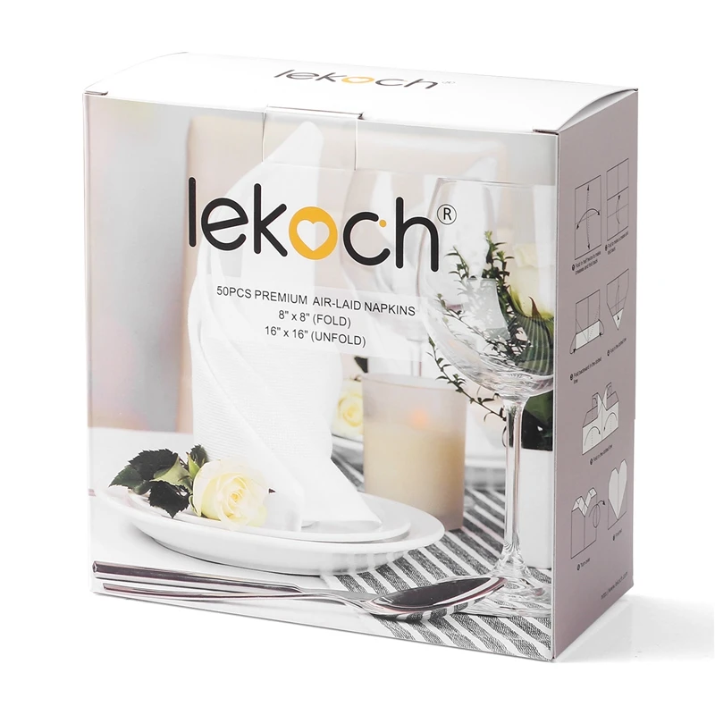 

Lekoch Table Napkins Square Native Wood Pulp Napkin Pocket Handkerchief for Wedding Birthday Home Party Hotel