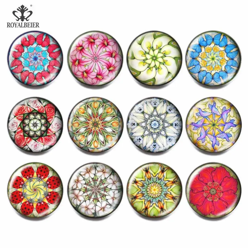 kg0133 Royalbeier, 12 шт./лот, разноцветный Египетский кошачий стеклянный кабошон, бусины, 18 мм, цветная кнопка, очаровательный браслет, Женские Ювелирные изделия, kg0132 - Окраска металла: kg0133