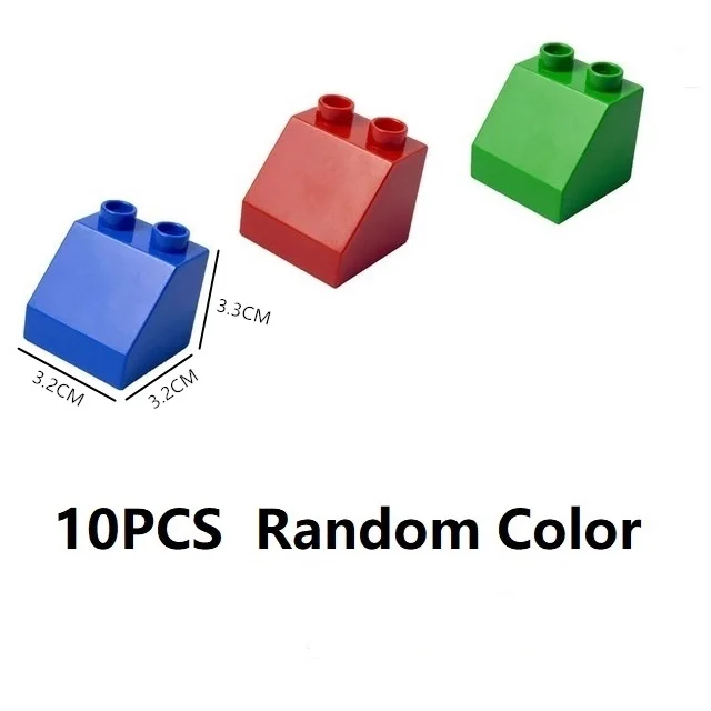 10PCS Random Color-E Строительные блоки большого размера, аксессуары, совместимые с Duploed DIY, детали блоков, рисунок, строительный лабиринт, гоночный трек, детские игрушки, подарки - Цвет: 10PCS Random Color-E
