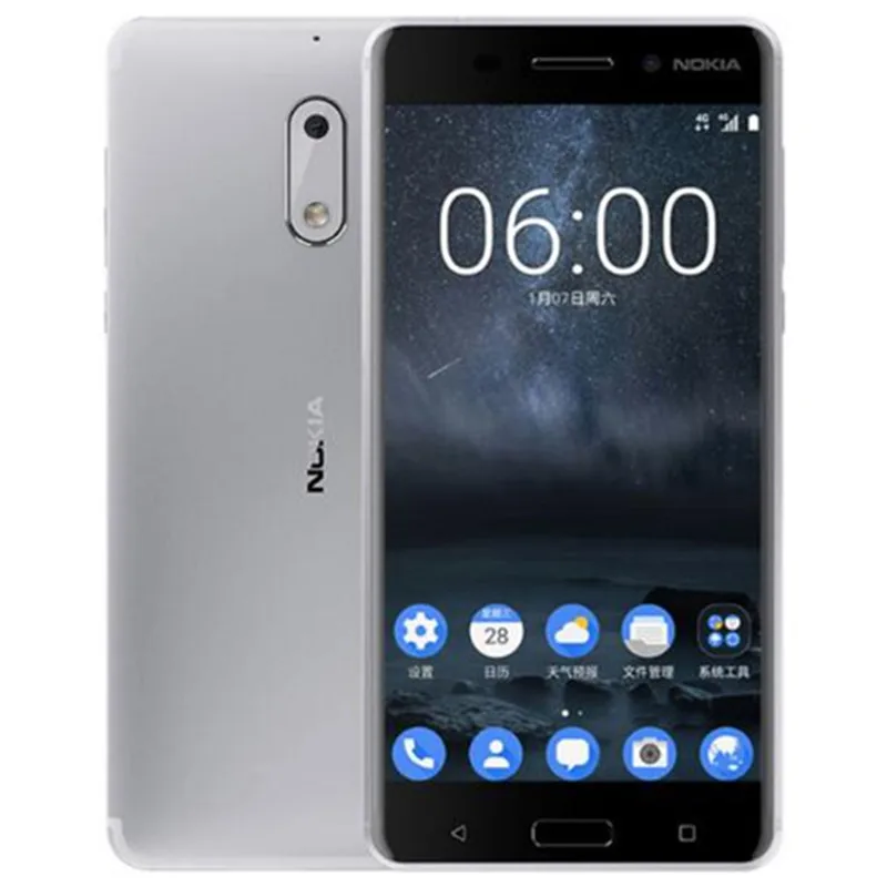 Nokia 6 Android 7,0 смартфон Nougat Wi-Fi 5,5 ''4 Гб ОЗУ 64 Гб ПЗУ отпечаток пальца две sim-карты Многоязычная поддержка