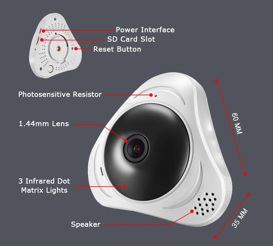 Yoosee HD 3MP 960 P камера VR WiFi 360 панорамный двухстороннее аудио IP рыбий глаз ночное