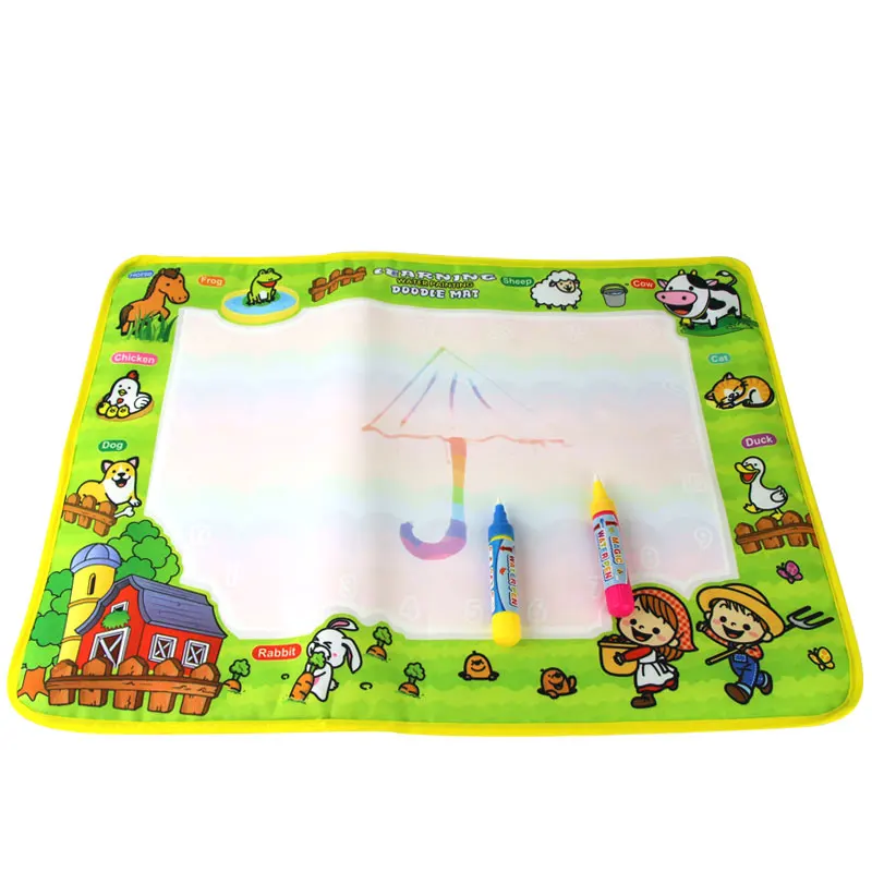 50x36cm Water Doodle Mat & 2 Magic Pen Non-toxic Farm Animals Drawing Board Coloring Toys Painting Learning for Kids Gift - купить по