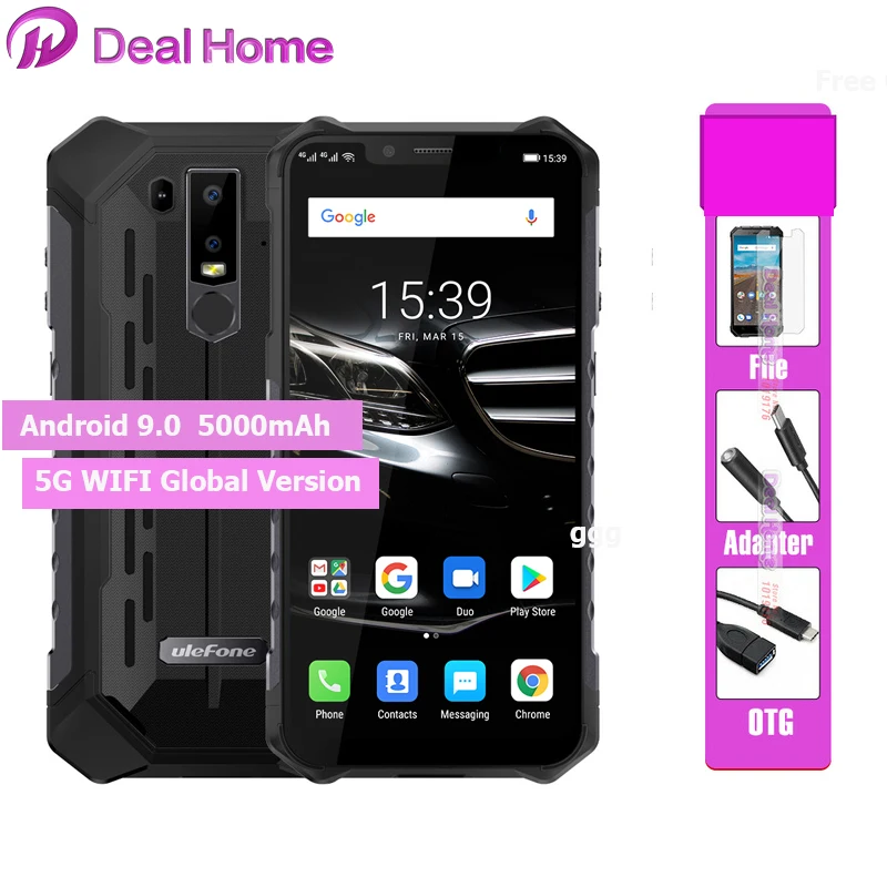 Ulefone Power 6E IP68 Водонепроницаемый 6 2 &quotСмартфон Android 9 0 Helio P70 4 Гб 64 Face ID NFC
