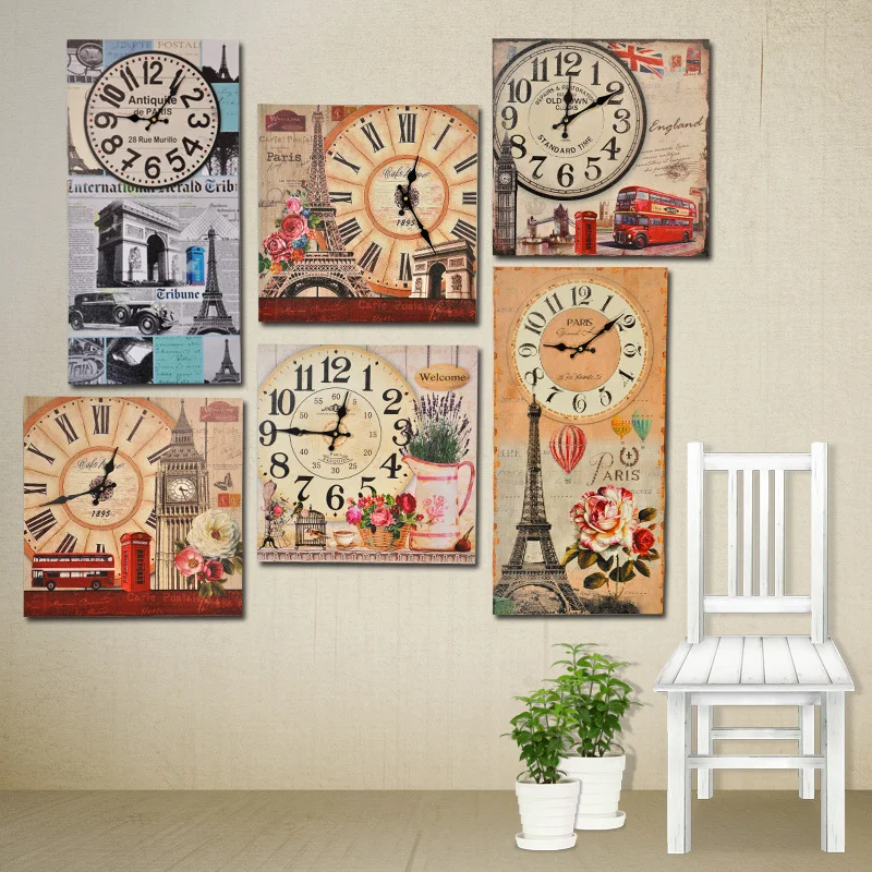 Европейский стиль древнего сян юань повесить росписи часы бар настенные