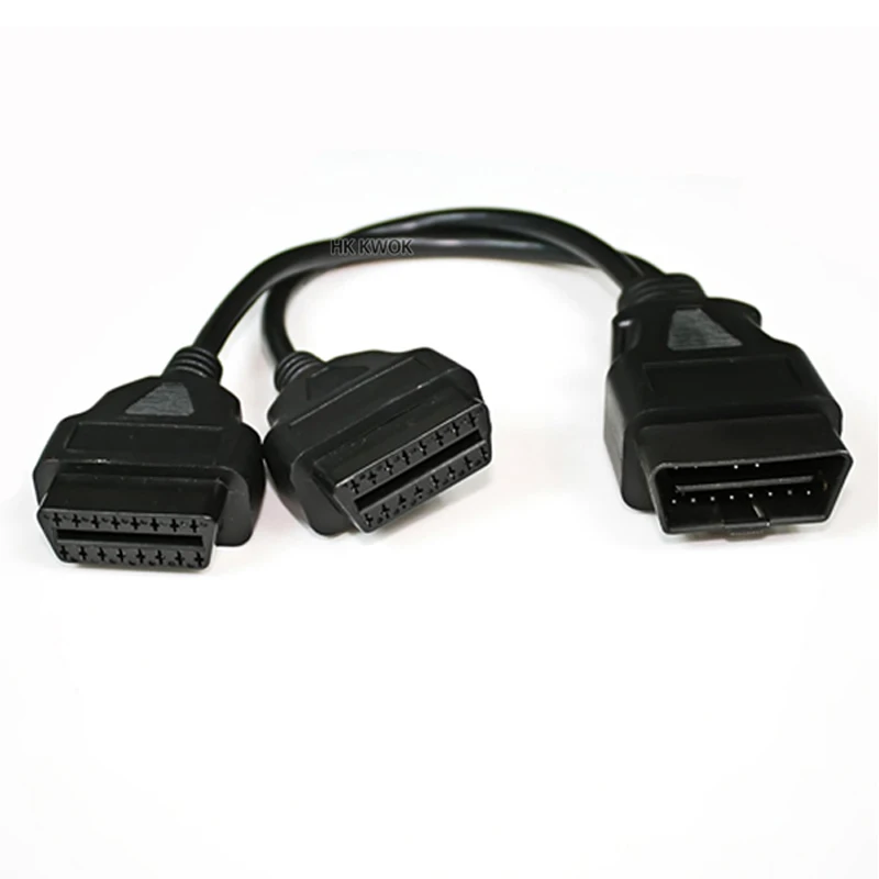 OBD 2 16 Pin Мужской Двойной Женский Y кабель OBD2 OBDII разветвитель удлинитель диагностический инструмент Соединительный кабель