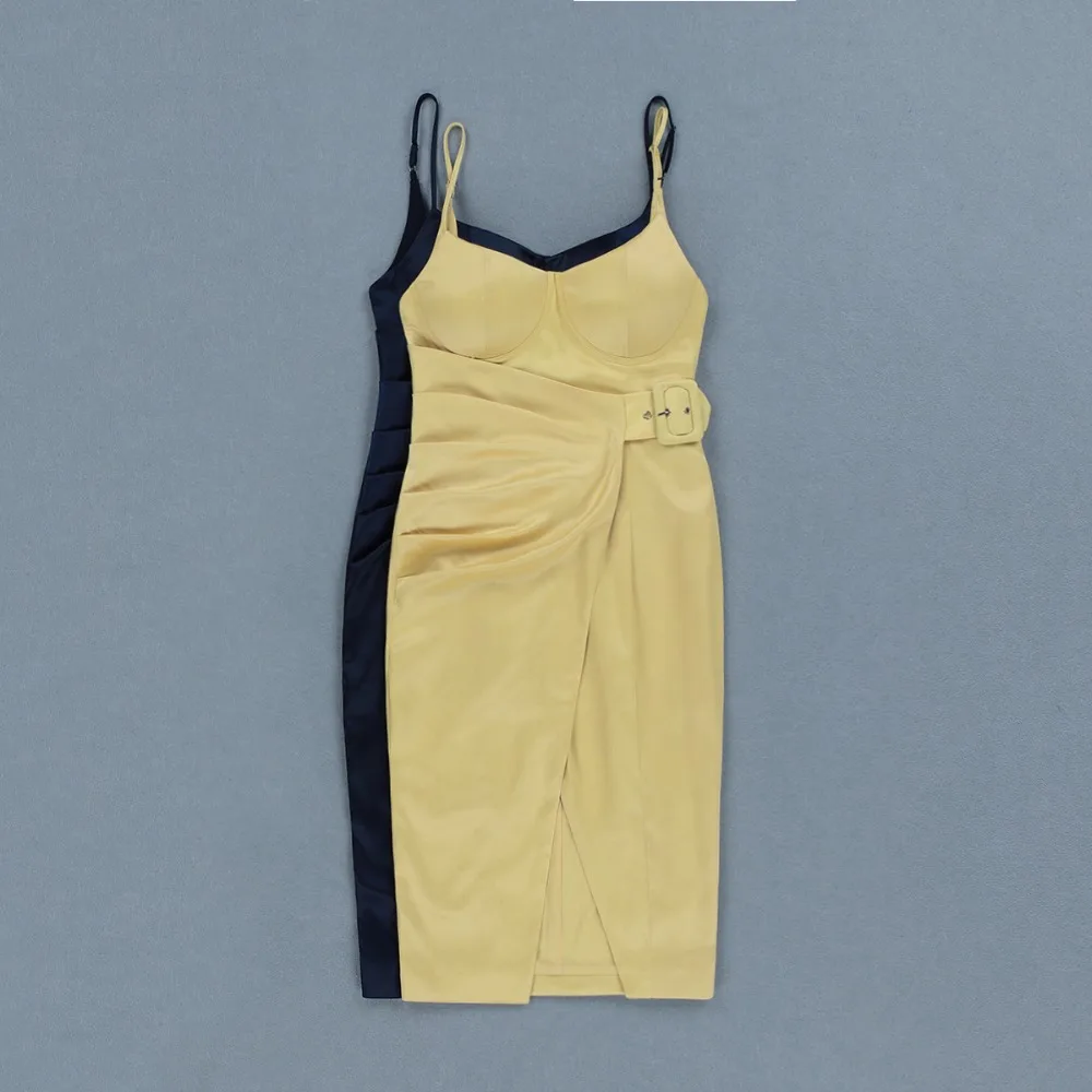 Одежда высшего качества 2 цвета скольжения Bodycon район Клубное платье с повязкой