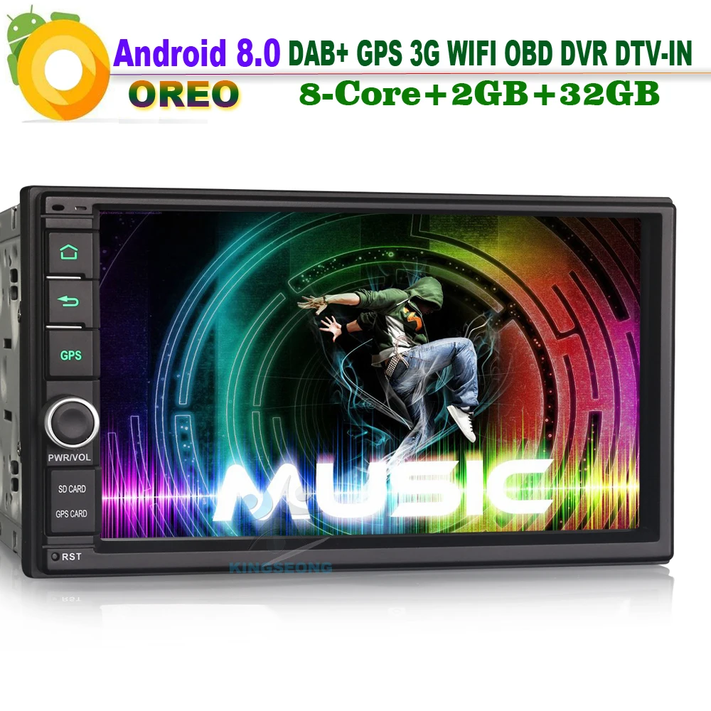 2 Din 7 &quotУниверсальный DAB + Android 8 0 СБ Navi MP3 Bluetooth Wi Fi OBD2 DVB T2 DVR 3G USB BT Авторадио RDS