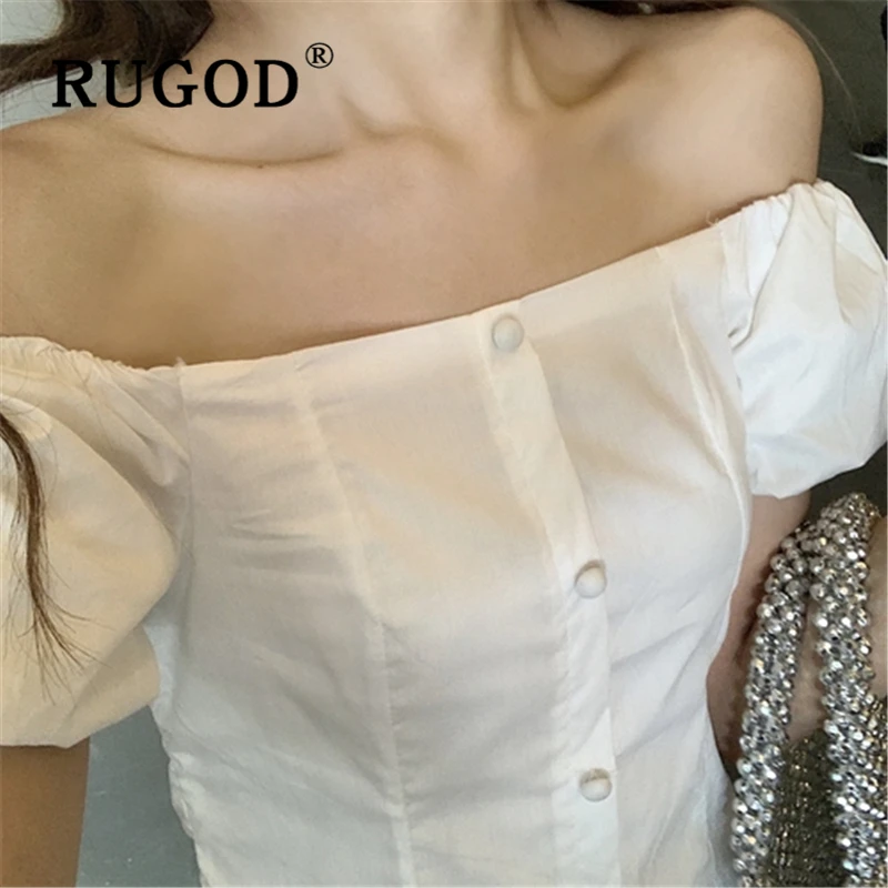 RUGOD элегантный женский с пышными рукавами Блузка корейские оборки шикарные