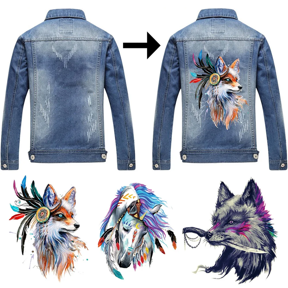 Модные Преувеличенные персональные животные цветы термотрансферные патчи для