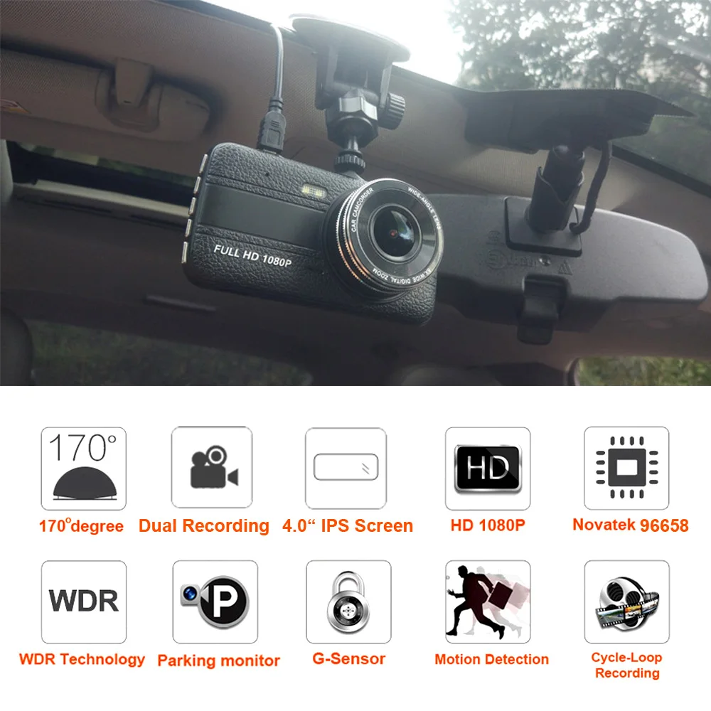 XCGaoon Автомобильный dvr камера двойной объектив ips 4 0 &quotFull HD 1080p видео регистраторы