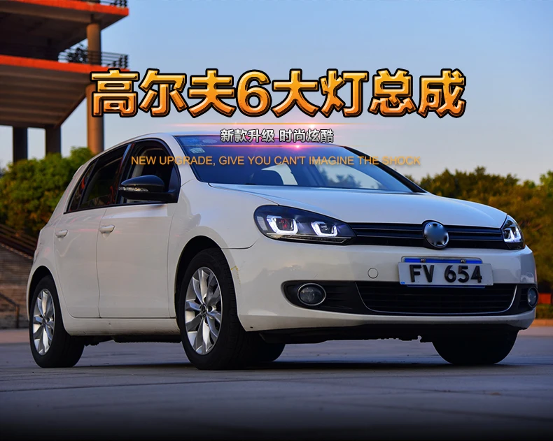 KOWELL автомобильный Стайлинг для VW Golf 6 для Mk6 фара R20 светодиодный DRL движущийся сигнал H7 D2H HID Bi Xenon
