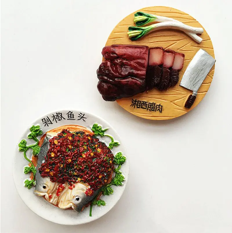 3D магниты для холодильника в виде головы бекона и рыбы гурманов китайской кухни