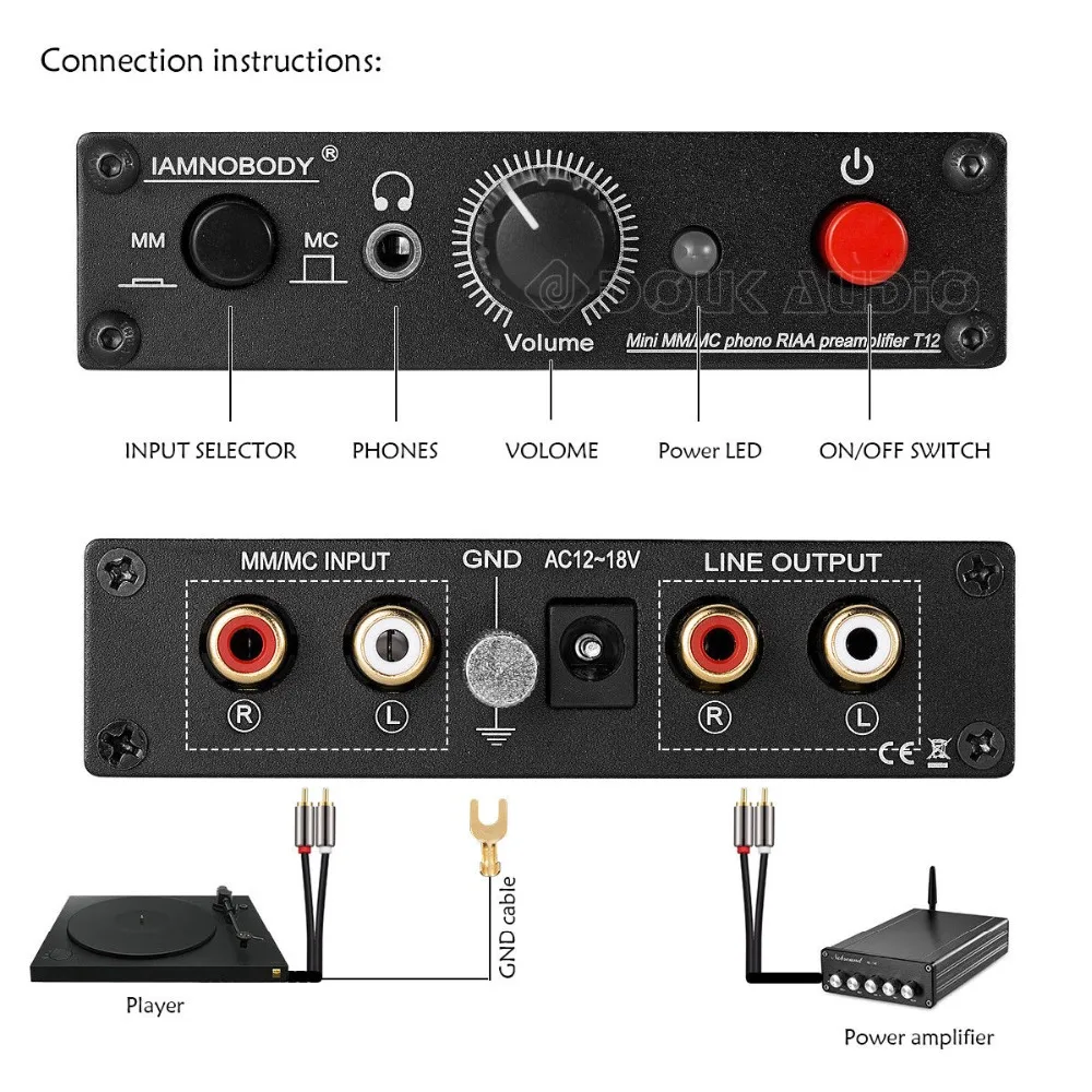 Nobsound Mini MM/MC RIAA проигрыватель Phono предусилитель усилитель для наушников Hi-Fi для LP Виниловый проигрыватель